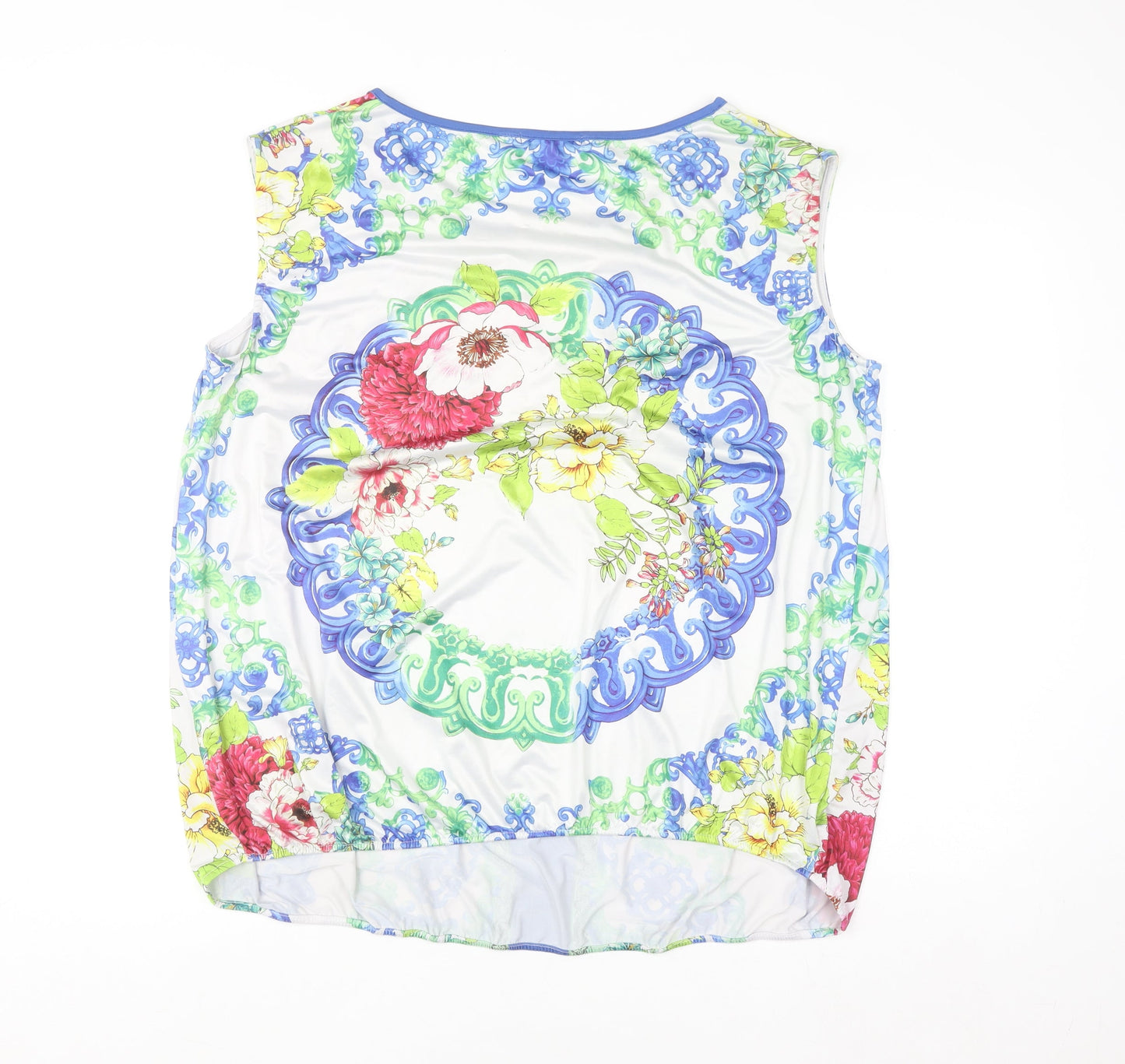 Punt Roma Womens Multicoloured Floral Sleeveless Tunic Blouse XL