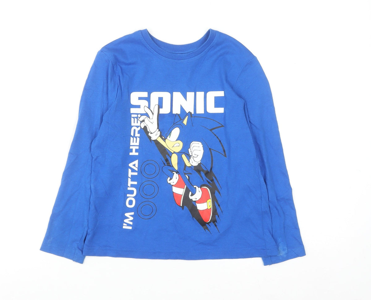 Sonic The Hedgehog Boys Blue Long Sleeve Graphic T-Shirt 6-7 Years
