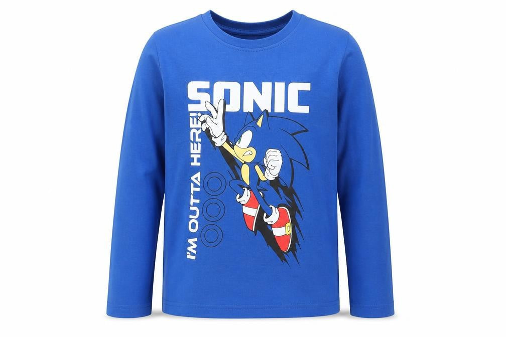 Sonic The Hedgehog Boys Blue Long Sleeve Graphic T-Shirt 6-7 Years