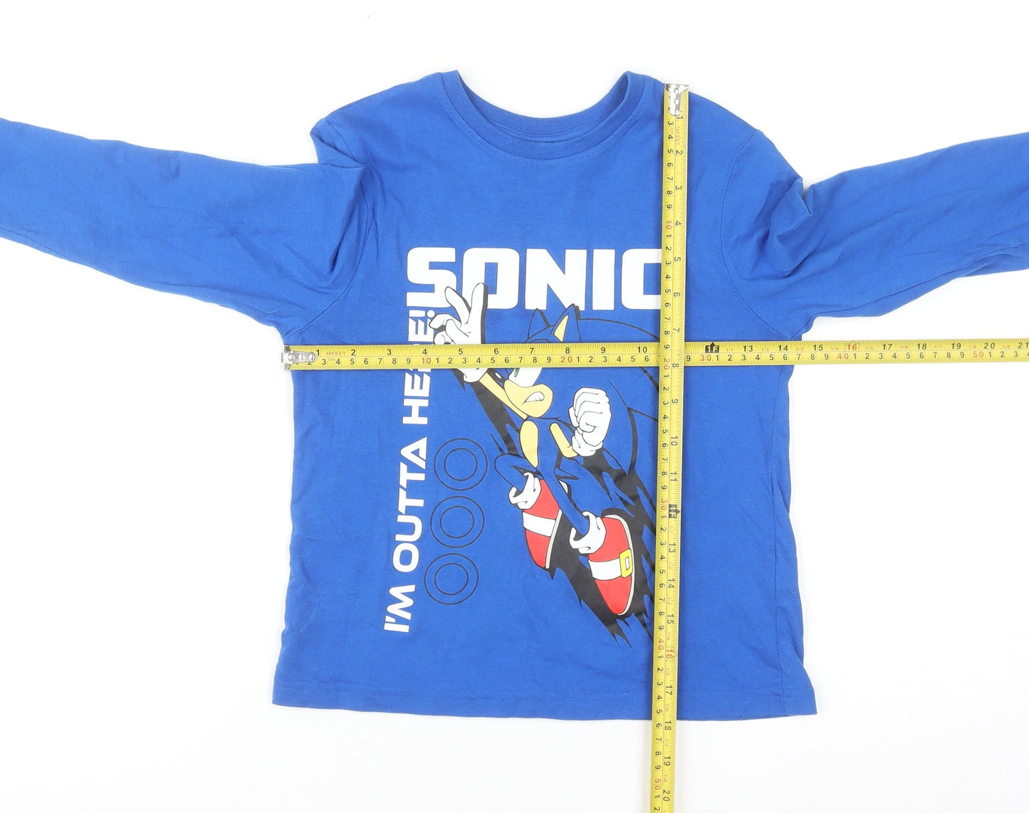 Sonic The Hedgehog Boys Blue Long Sleeve Graphic T-Shirt 6-7 Years