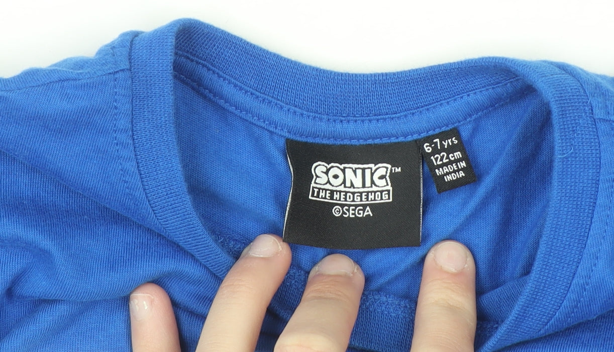 Sonic The Hedgehog Boys Blue Long Sleeve Graphic T-Shirt 6-7 Years