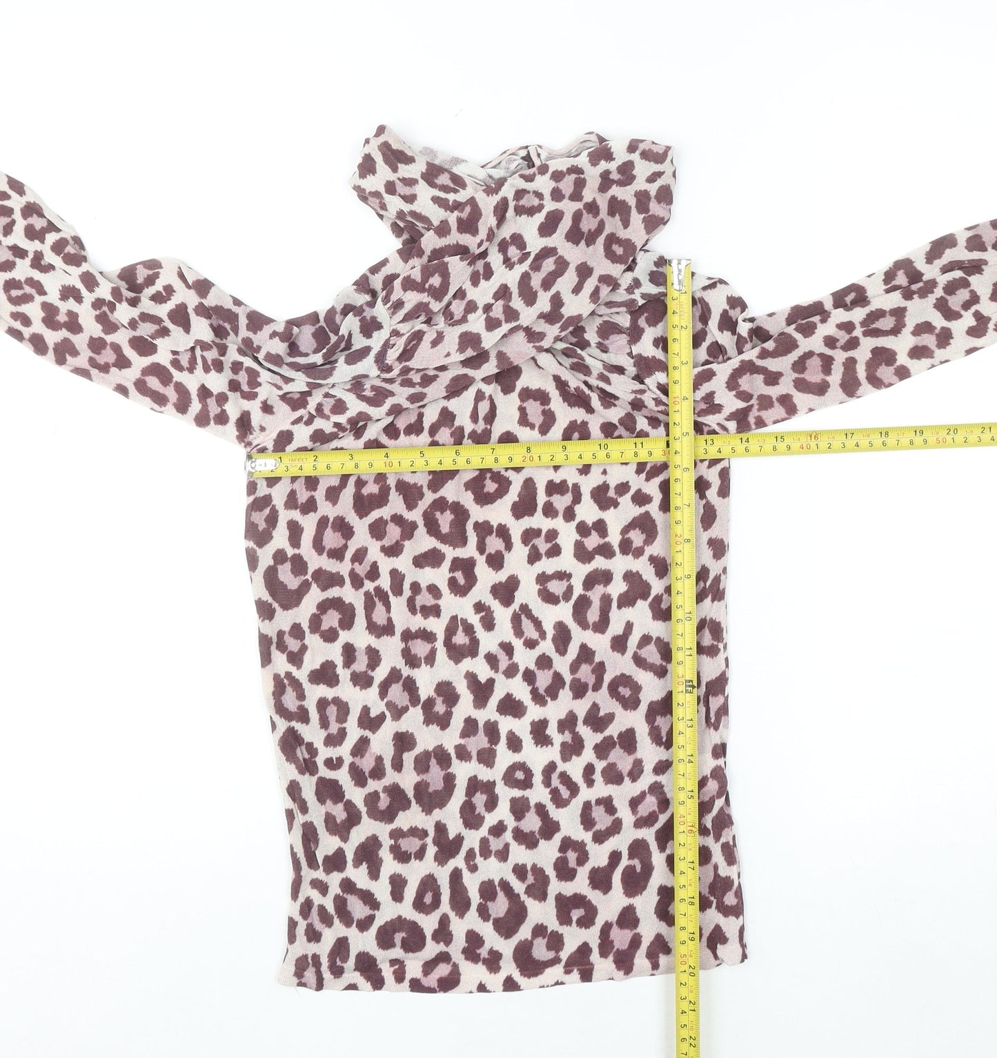 Zara Women’s Multicoloured Animal Print High Neck Blouse Size 8