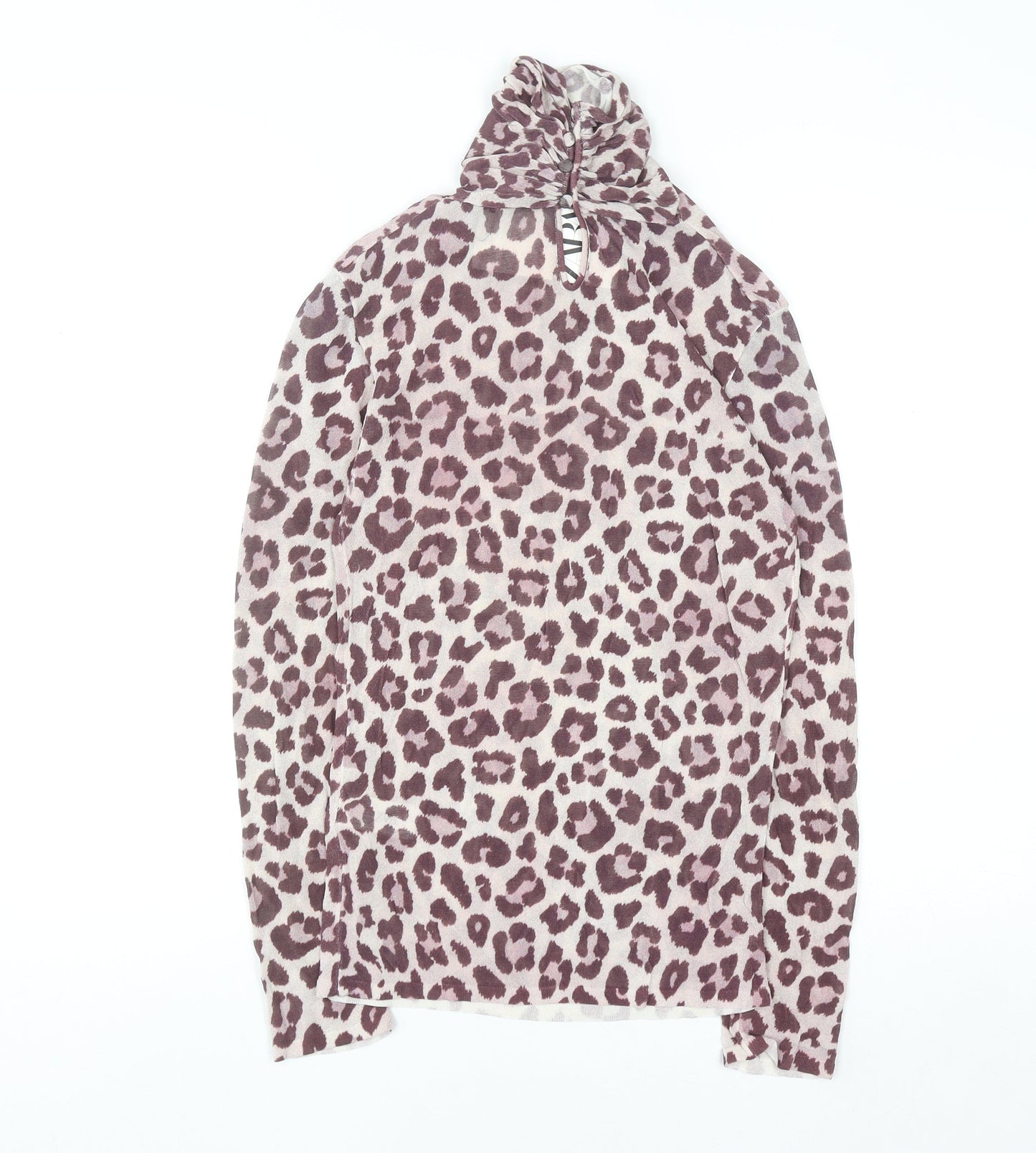 Zara Women’s Multicoloured Animal Print High Neck Blouse Size 8