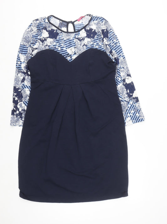 Happymum Blue Floral Lace Maternity Bodycon Dress L