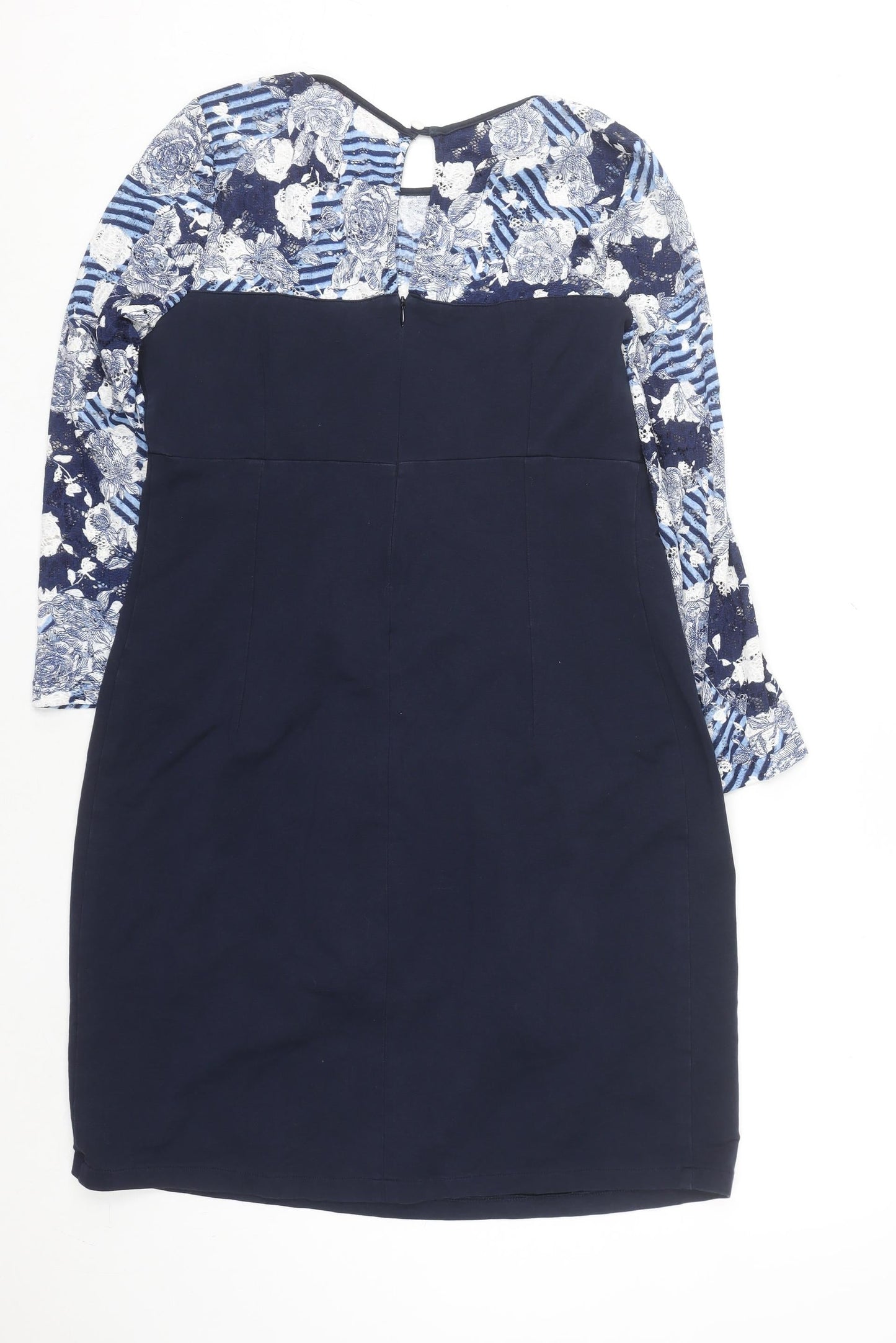 Happymum Blue Floral Lace Maternity Bodycon Dress L