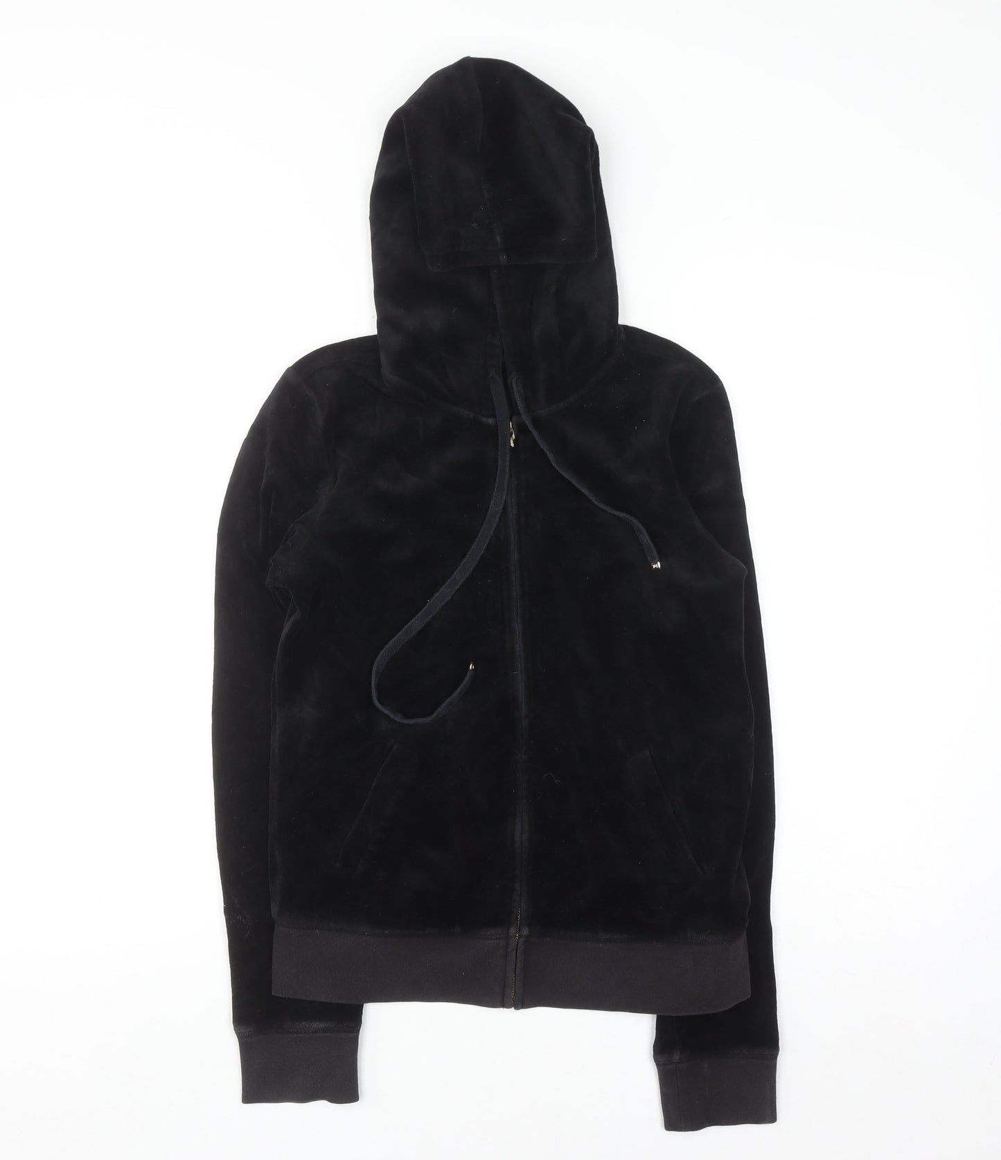 Juicy Couture Women's Black Velour Full Zip Hoodie Size M