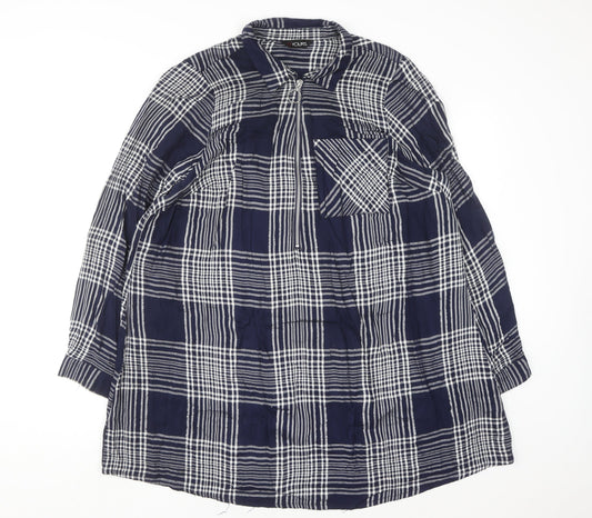 Yours Women's Blue Check Long Sleeve Tunic Shirt Size 18