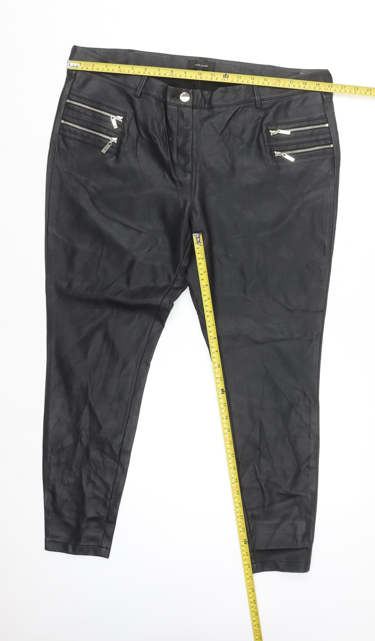River Island Women’s Black Faux Leather Skinny Trousers Size 20