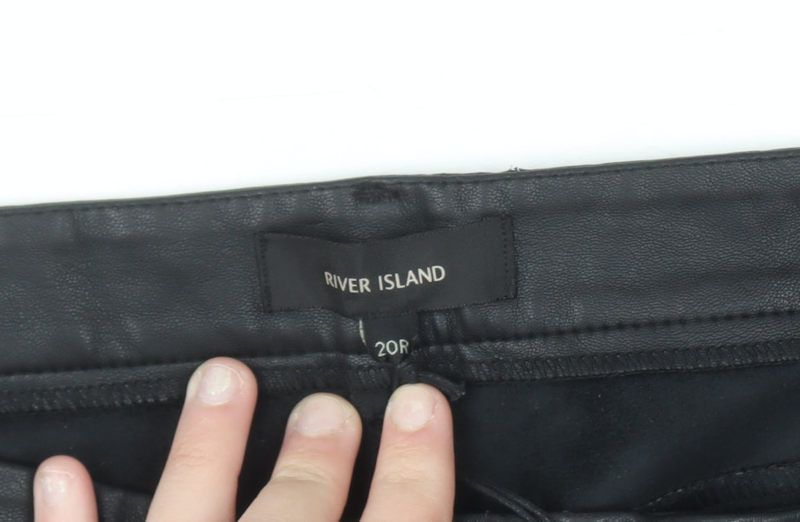 River Island Women’s Black Faux Leather Skinny Trousers Size 20