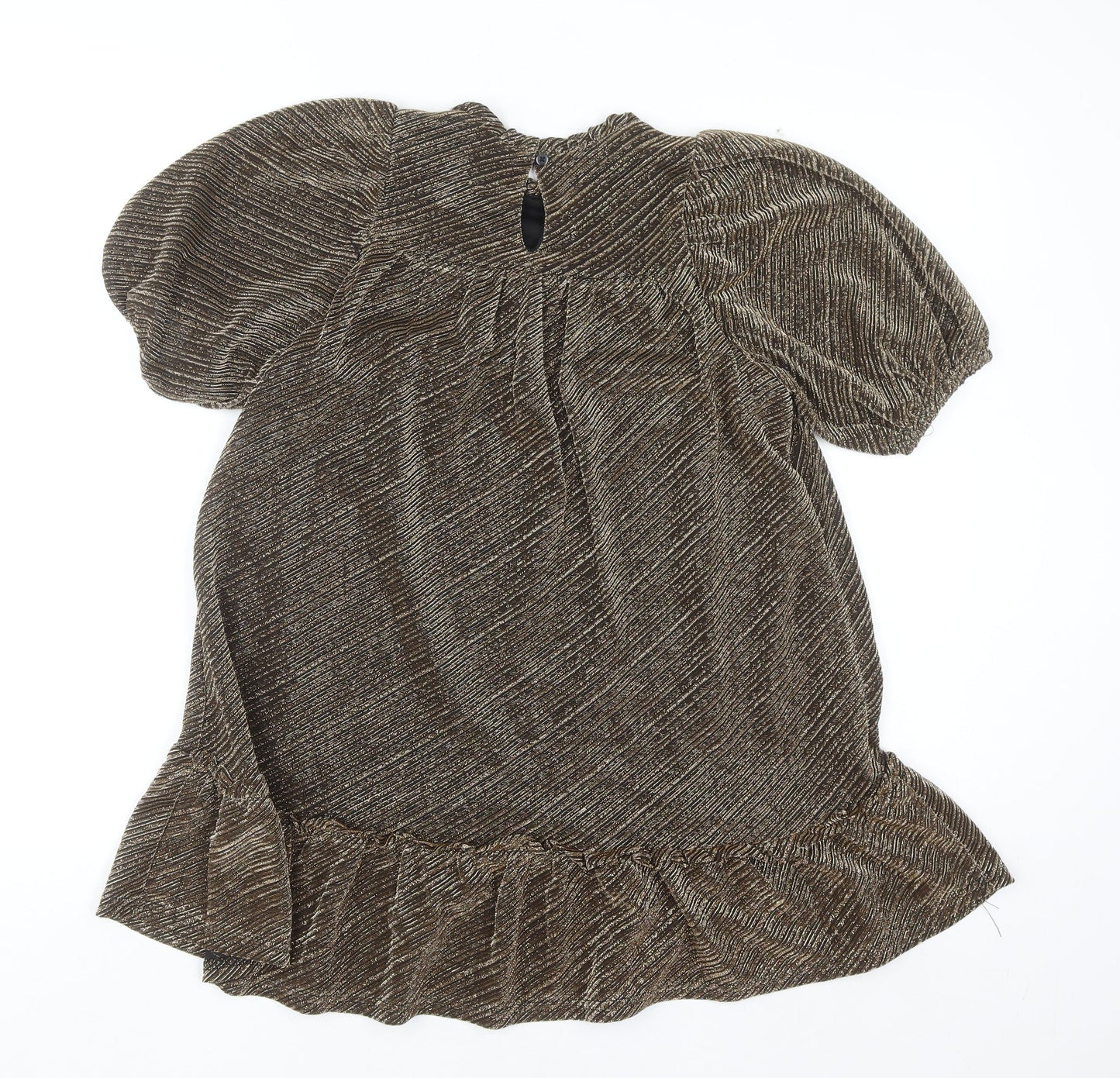 Name It Girls Gold Velvet A-Line Party Dress 8 Years Puff Sleeve