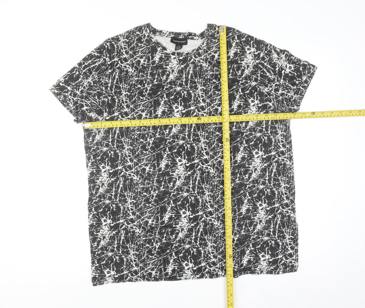 Cedar Wood State Men's Black White Graphic Print Cotton T-Shirt L