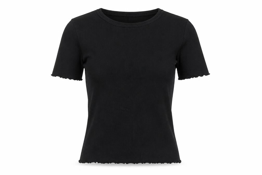 Collusion Womens Black Short Sleeve Slim Fit Cotton T-Shirt UK 8