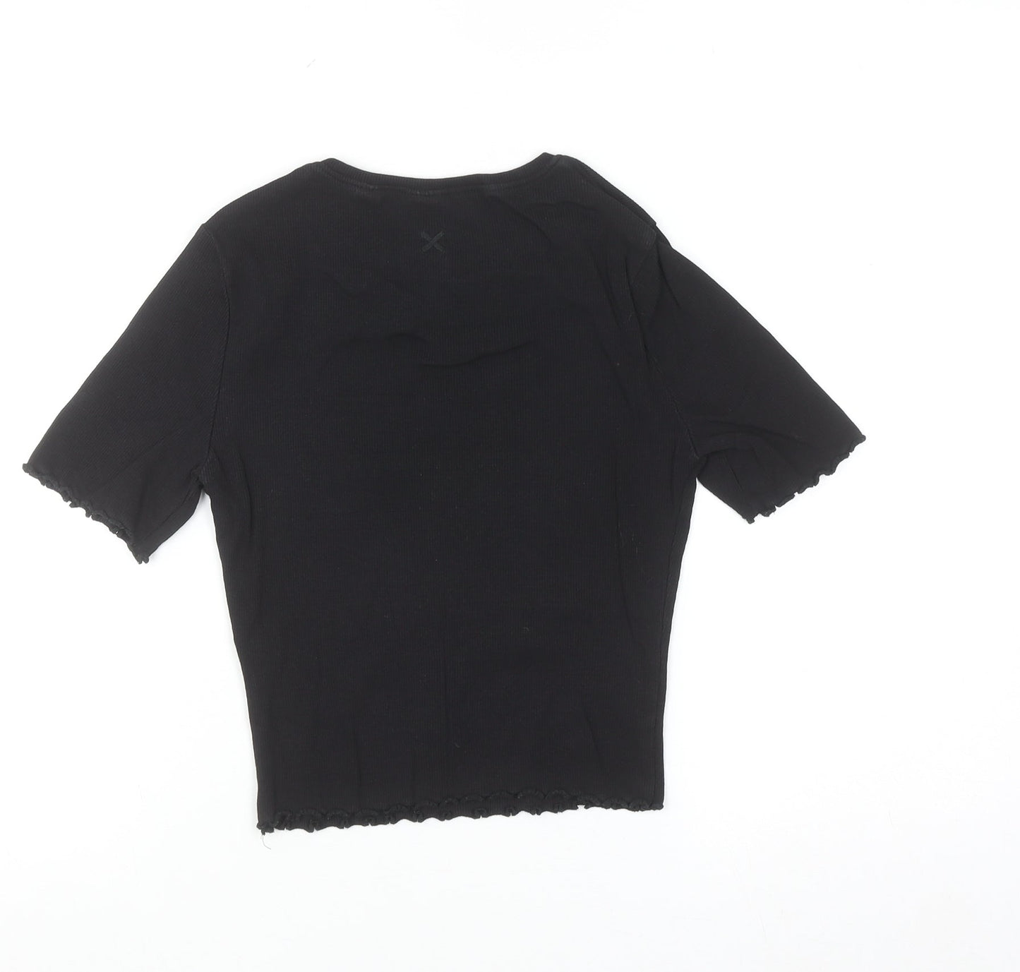 Collusion Womens Black Short Sleeve Slim Fit Cotton T-Shirt UK 8