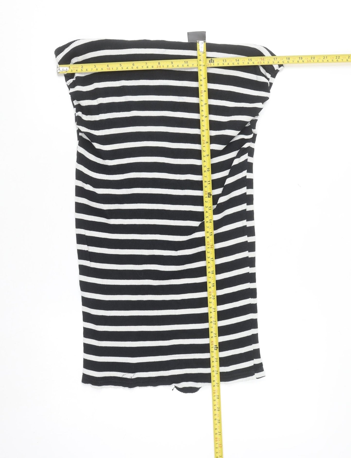 H&M MAMA Black White Striped Bodycon Maternity Dress XL