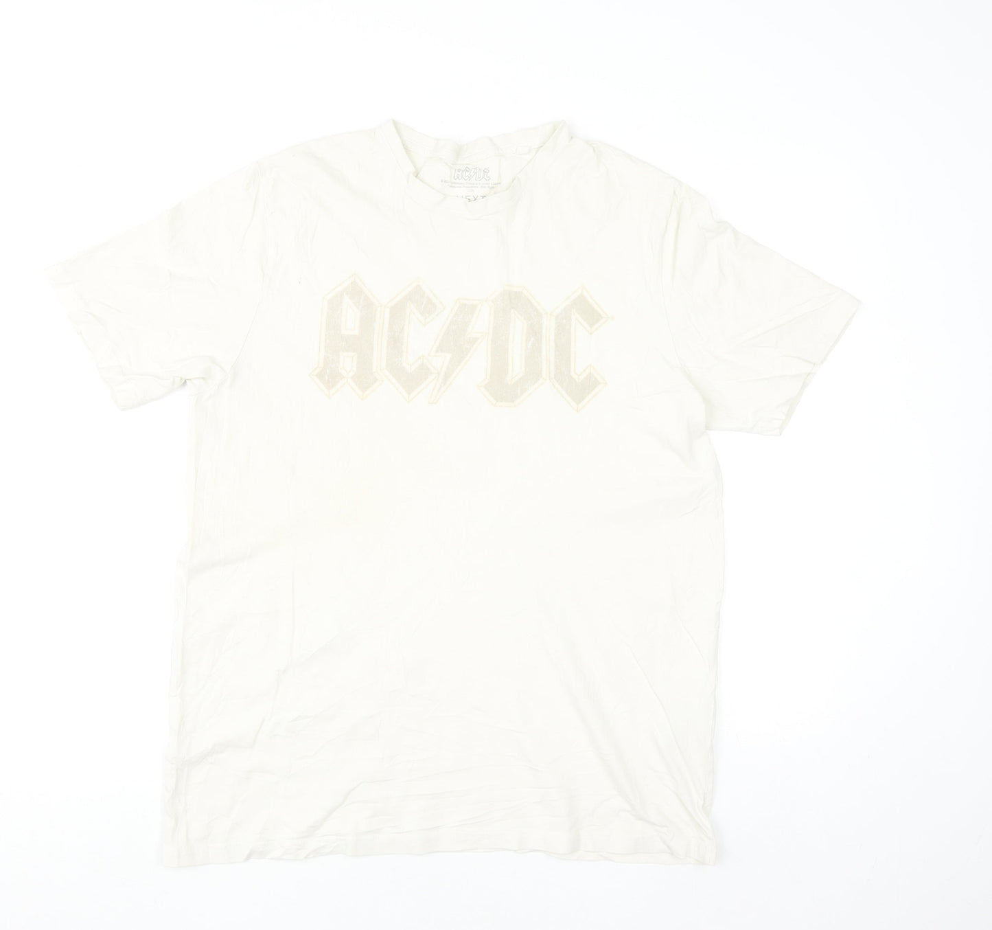 Next Mens White AC/DC Band Graphic T-Shirt Size M Cotton