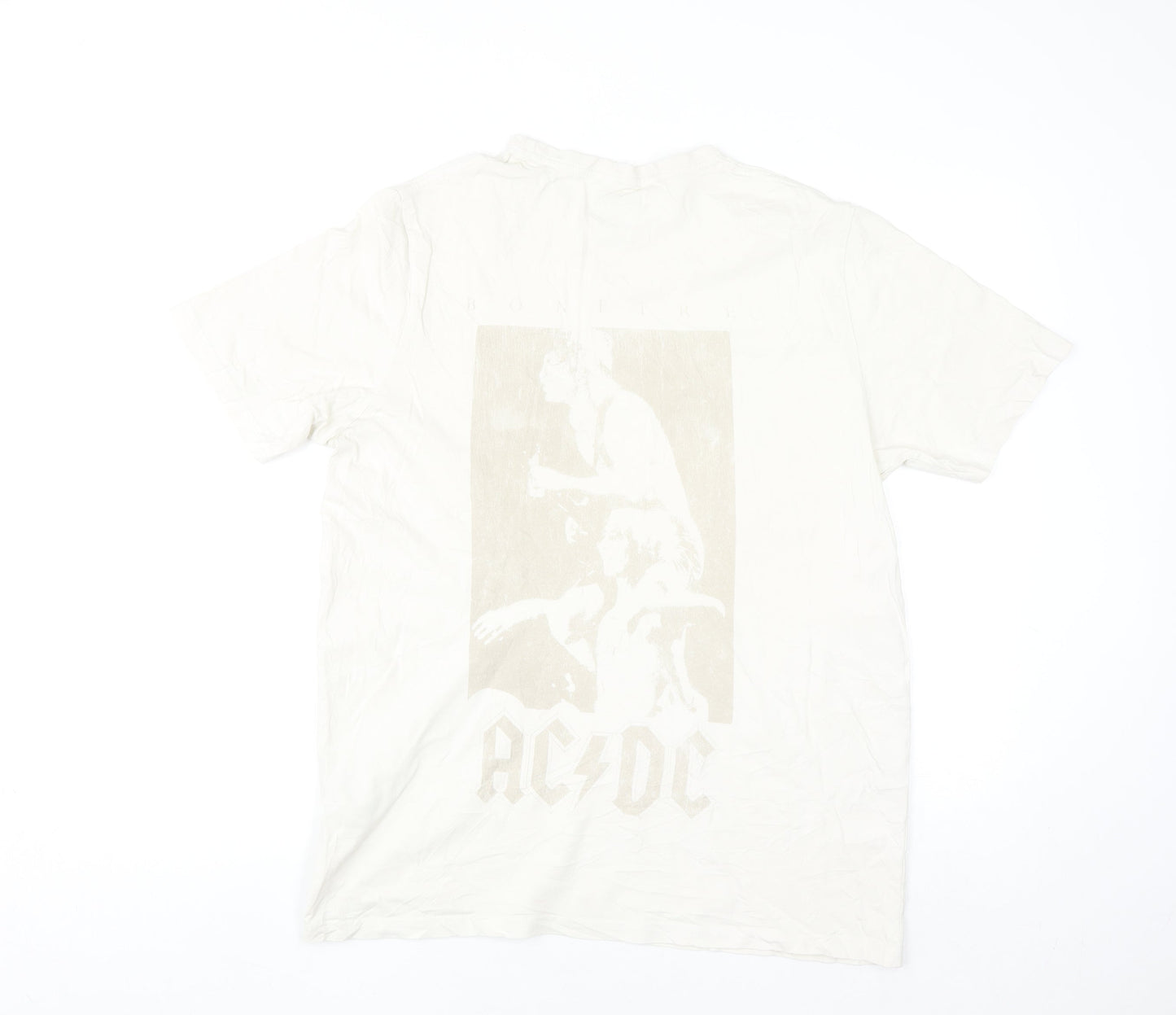 Next Mens White AC/DC Band Graphic T-Shirt Size M Cotton