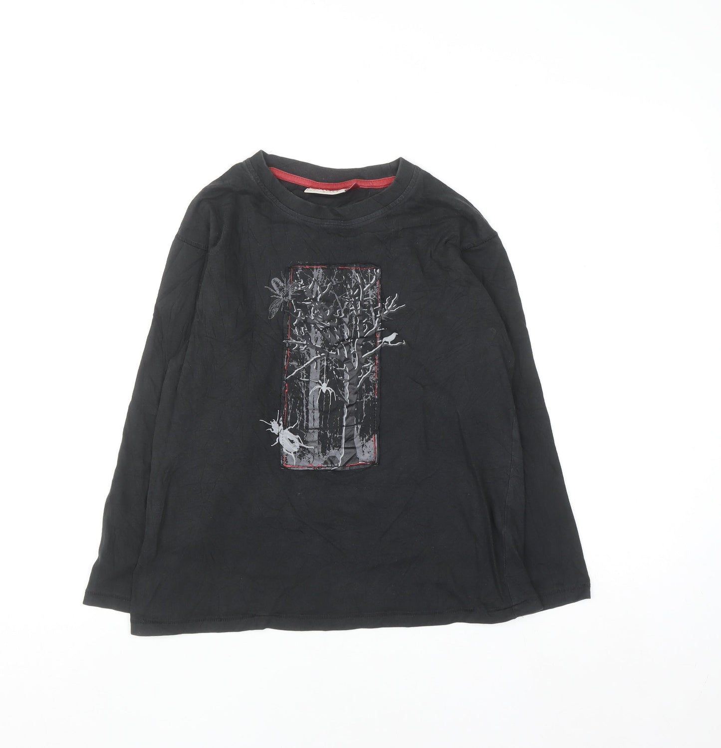Stuk Boys Black Long Sleeve Graphic T-Shirt 11-12 Years Cotton Top