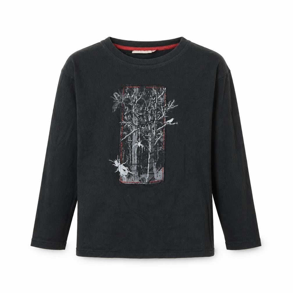 Stuk Boys Black Long Sleeve Graphic T-Shirt 11-12 Years Cotton Top