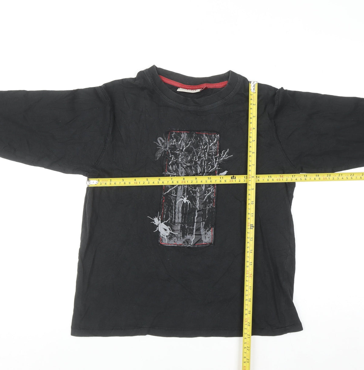 Stuk Boys Black Long Sleeve Graphic T-Shirt 11-12 Years Cotton Top