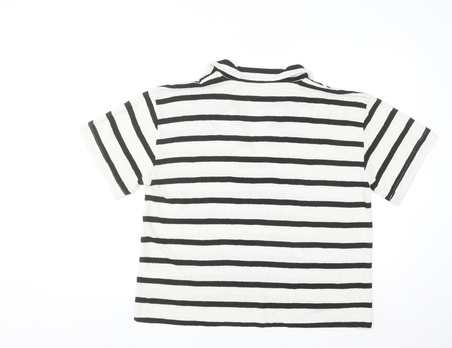 H&M Women’s Black Striped Collared Henley Jumper Size 16