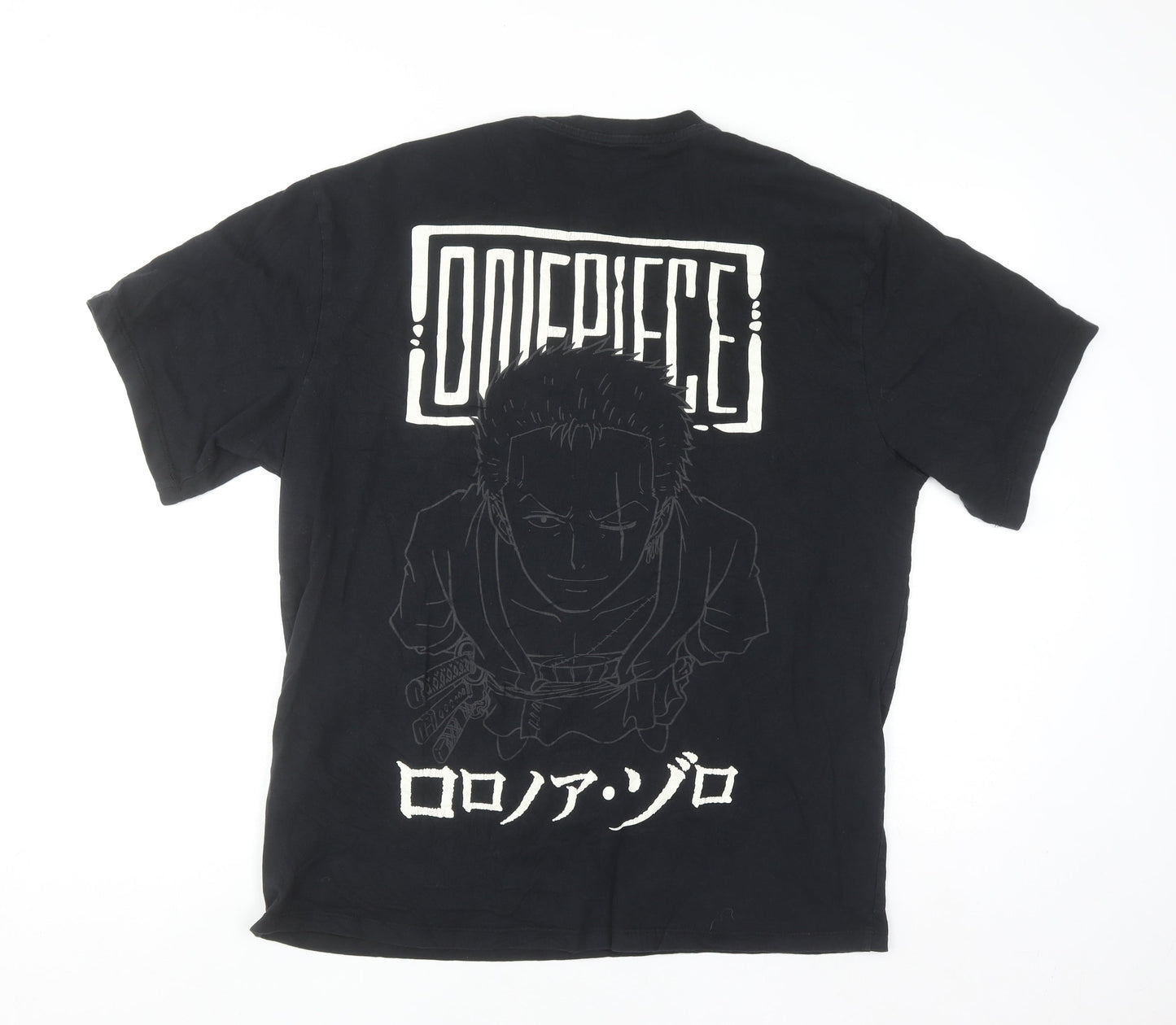 Pull & Bear One Piece Roronoa Zoro Black Men's Anime T-Shirt M