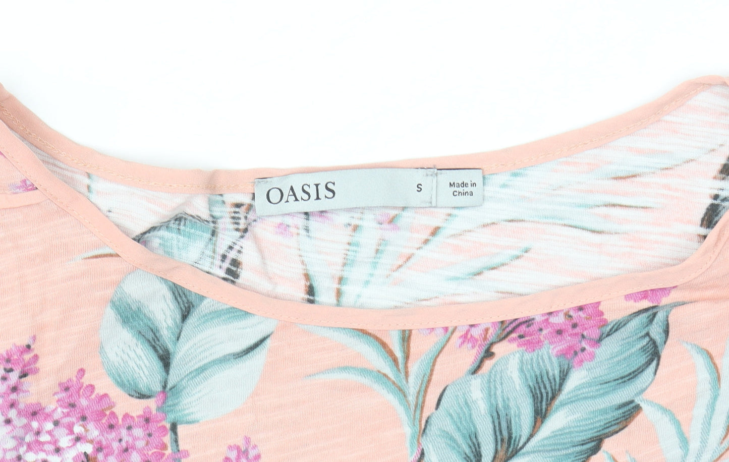 Oasis Womens Pink Floral Short Sleeve Cotton T-Shirt Size S