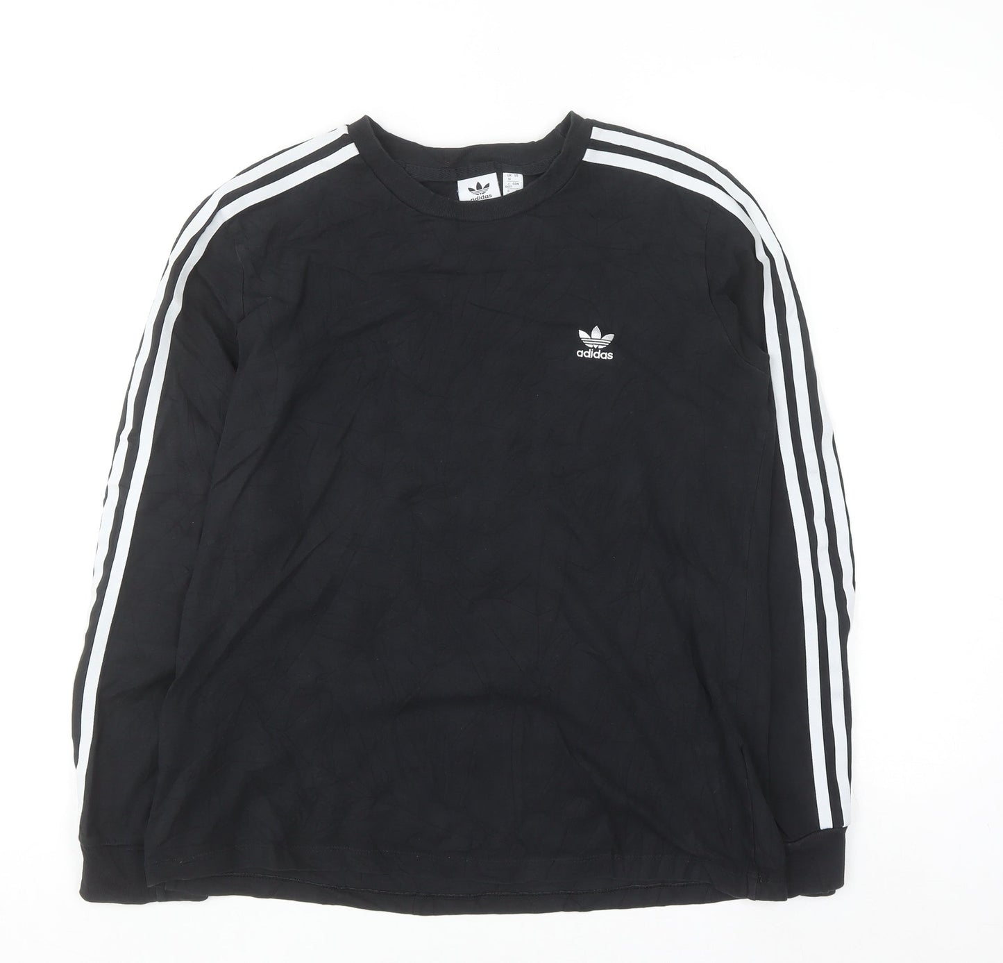 Adidas Womens Black Long Sleeve Crew Neck Cotton Sports T-Shirt Size 16