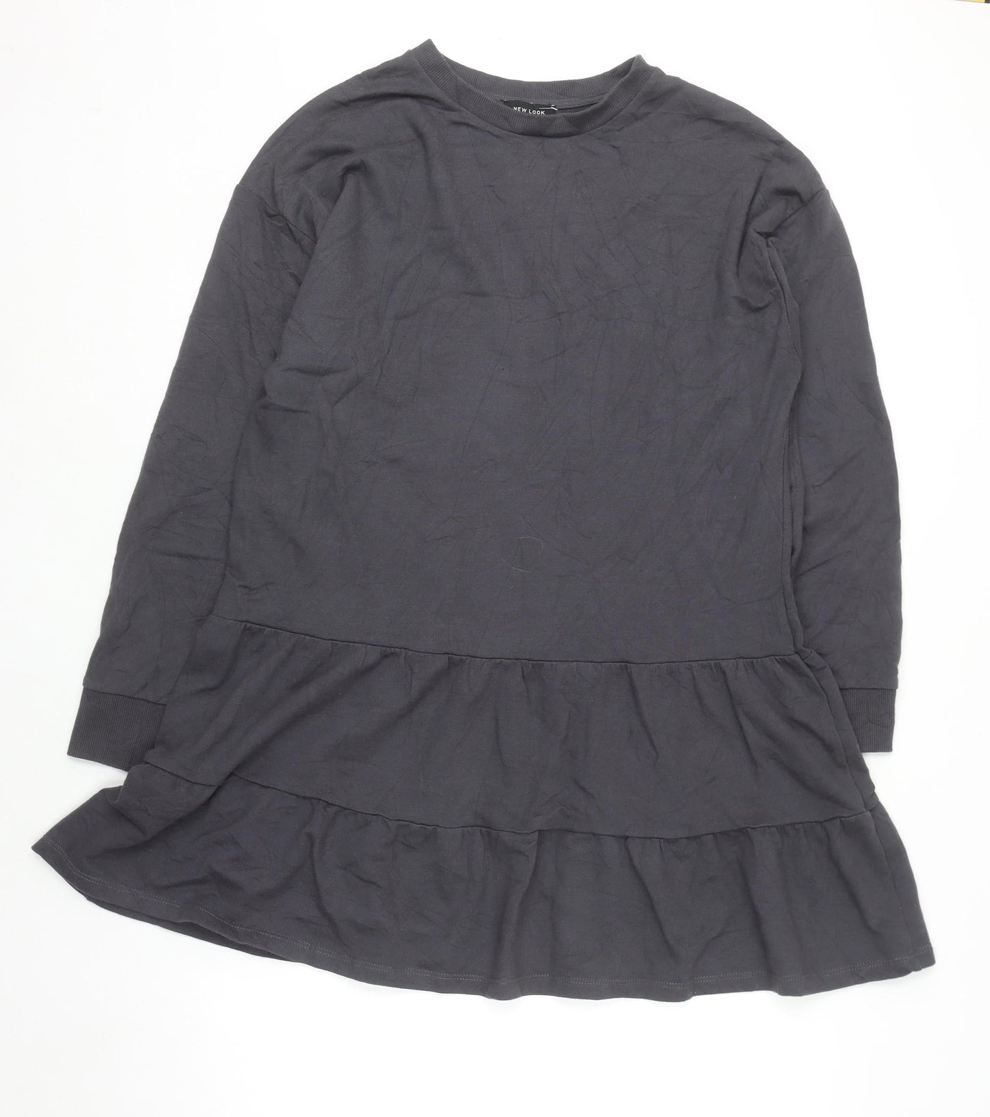 New Look Women's Grey Long Sleeve Jersey Swing Dress Size 14
