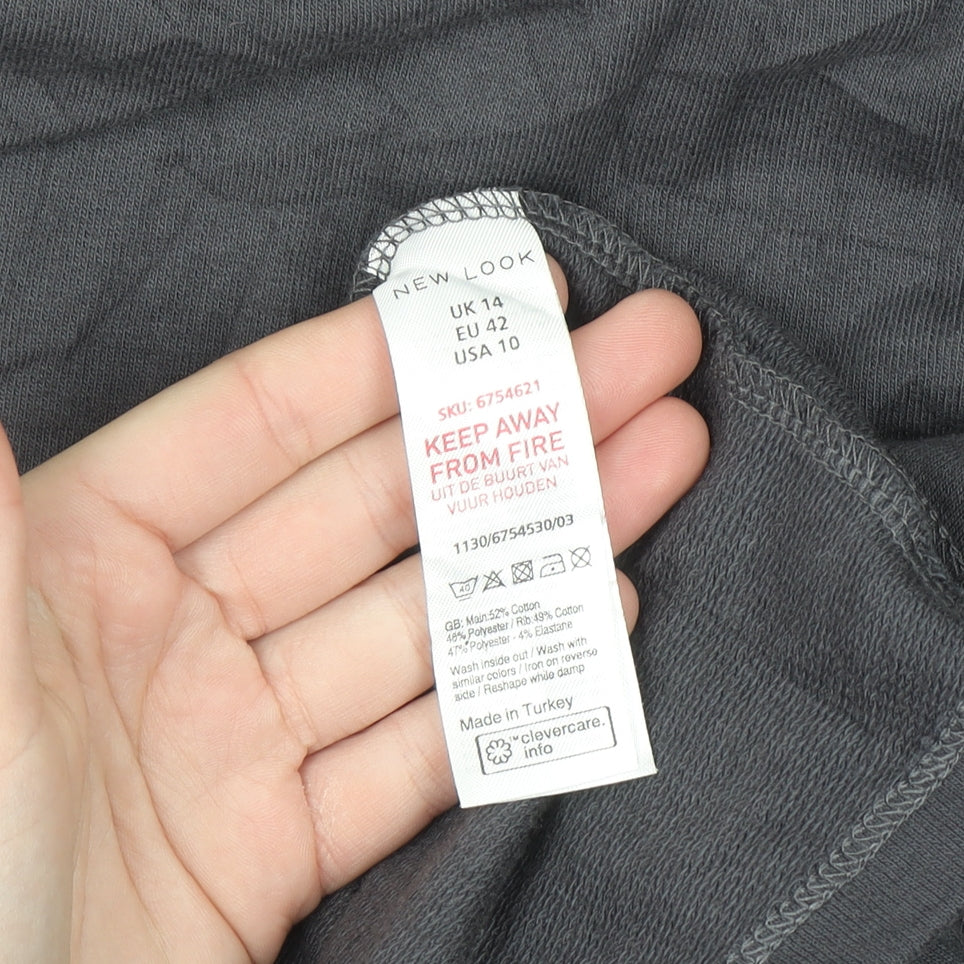 New Look Women's Grey Long Sleeve Jersey Swing Dress Size 14