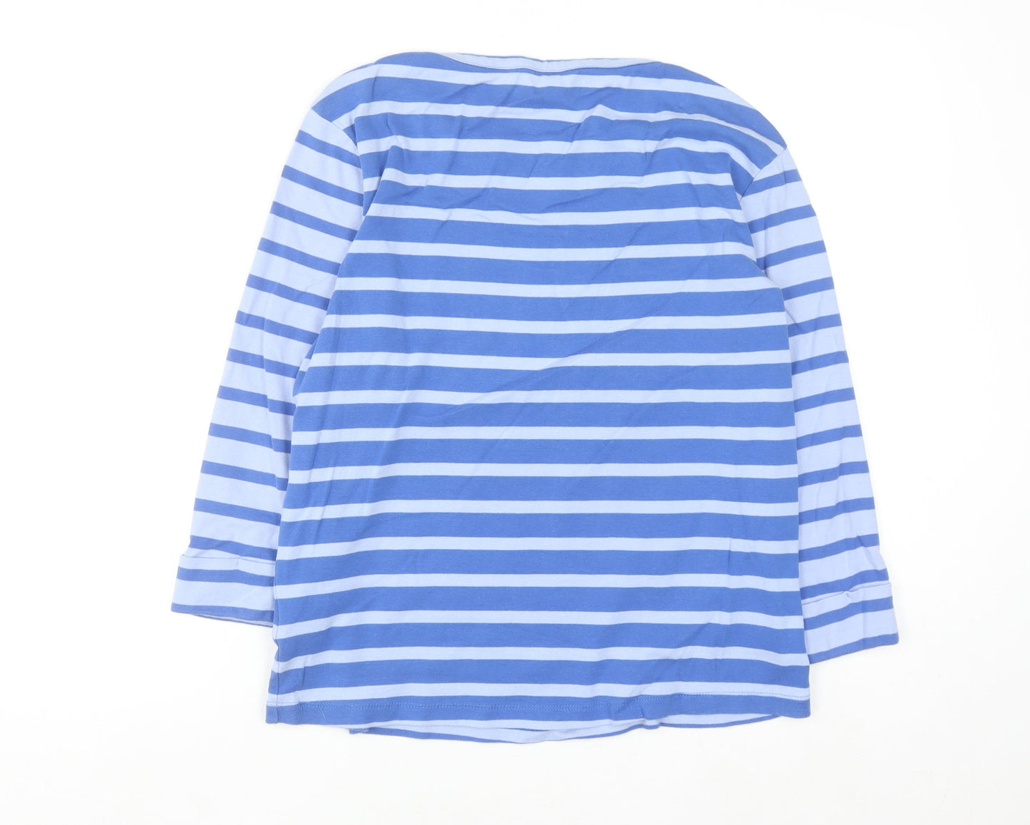 Cotton Traders Women Blue Striped Pullover Sweatshirt UK 18