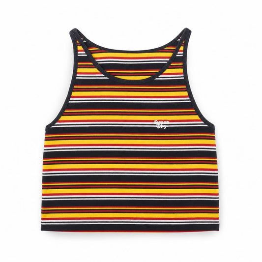 Superdry Womens Multicoloured Striped Cropped Tank Top Size 10