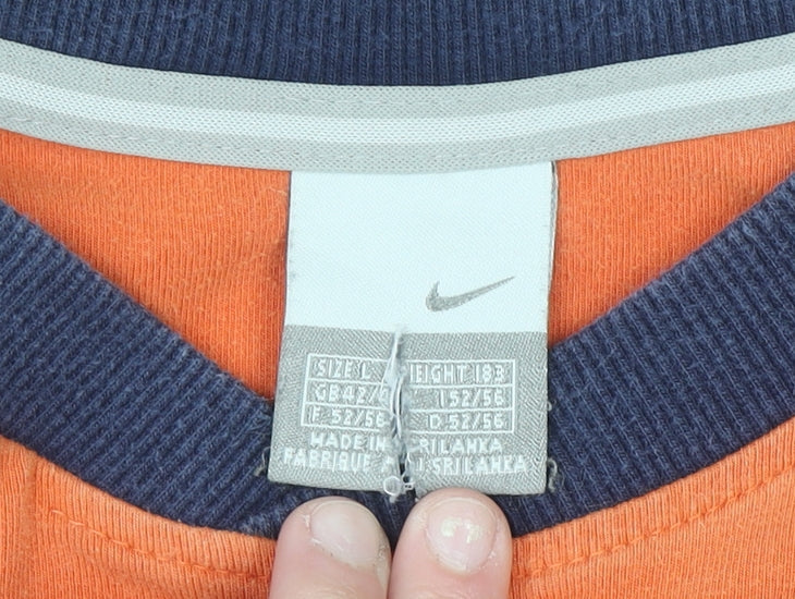 Nike Men's Orange Pullover Sweatshirt Size L Crew Neck Sports Top