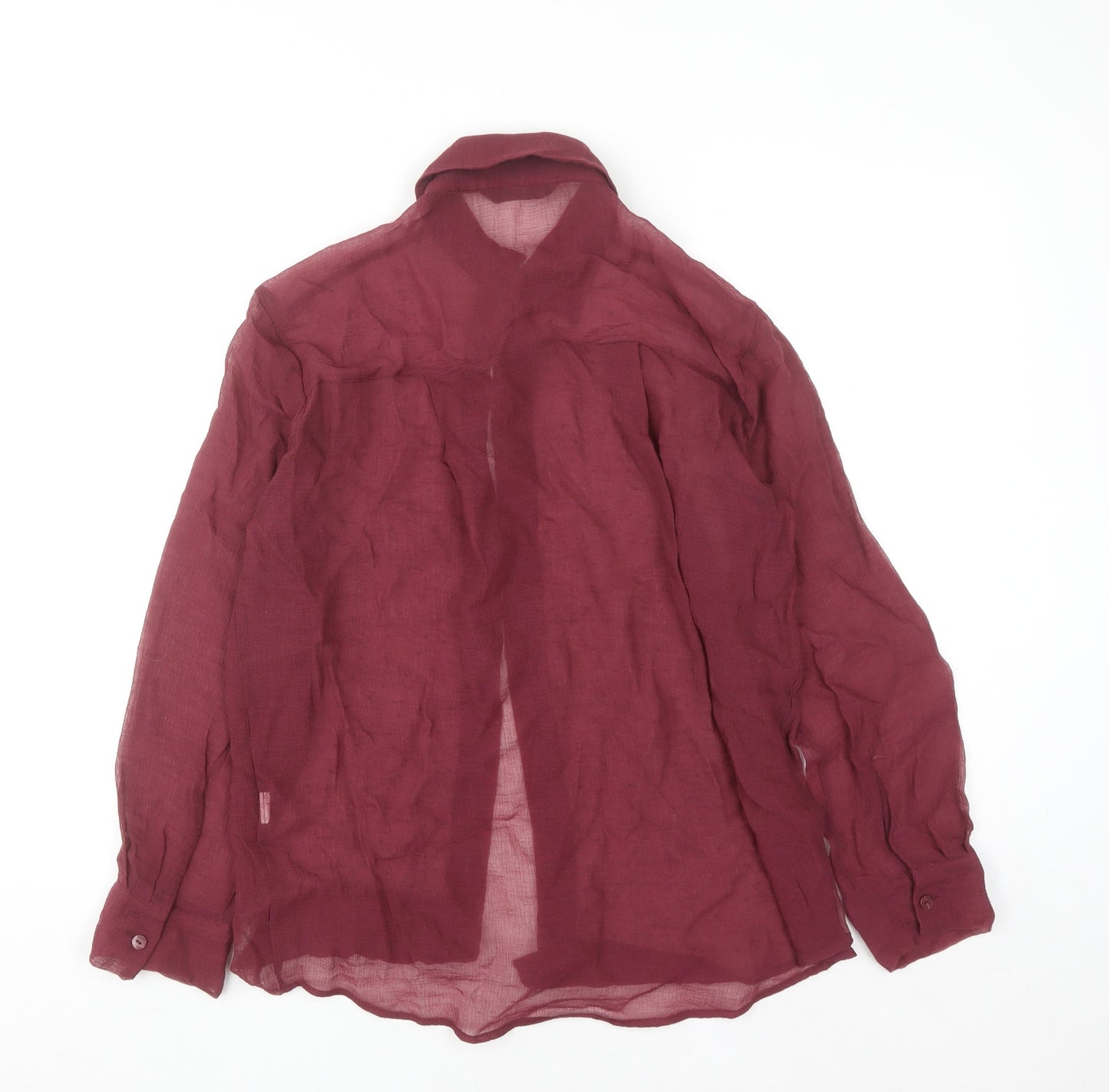 Zara Women Red Rhinestone Button-Up Long Sleeve Cotton Shirt XS