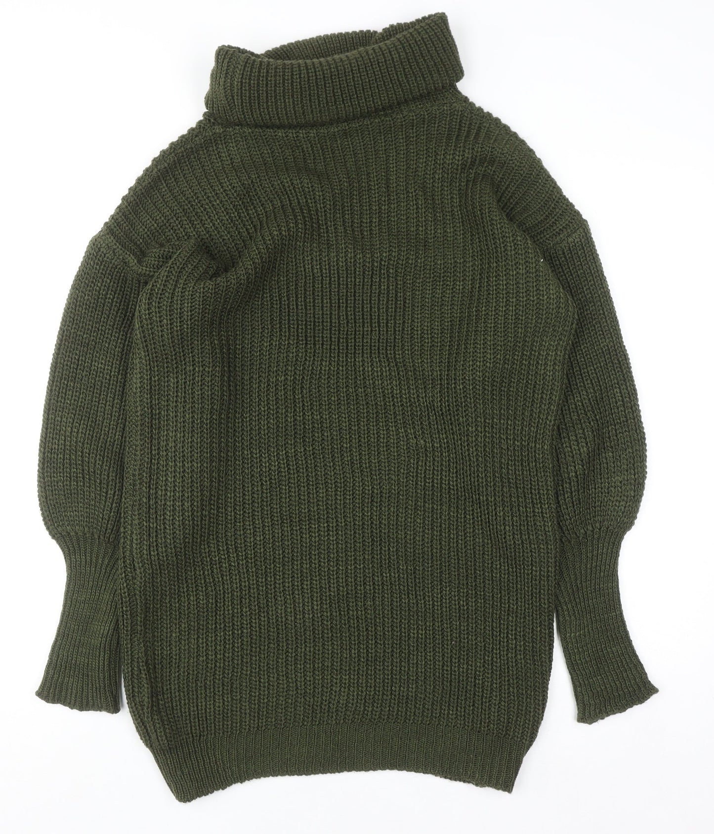 Apricot Women Green Roll Neck Chunky Knit Long Sleeve Pullover Jumper S
