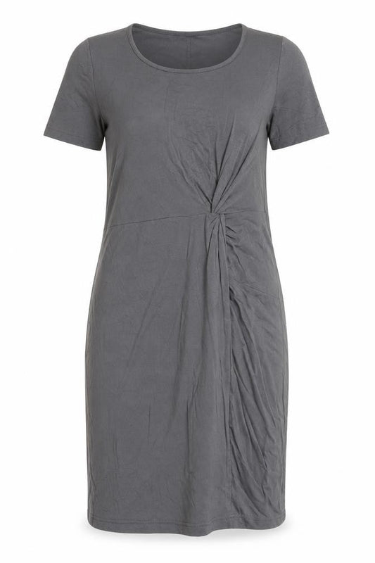 Body Flirt Womens Grey Sheath Dress M Short Sleeve Scoop Neck Ruched