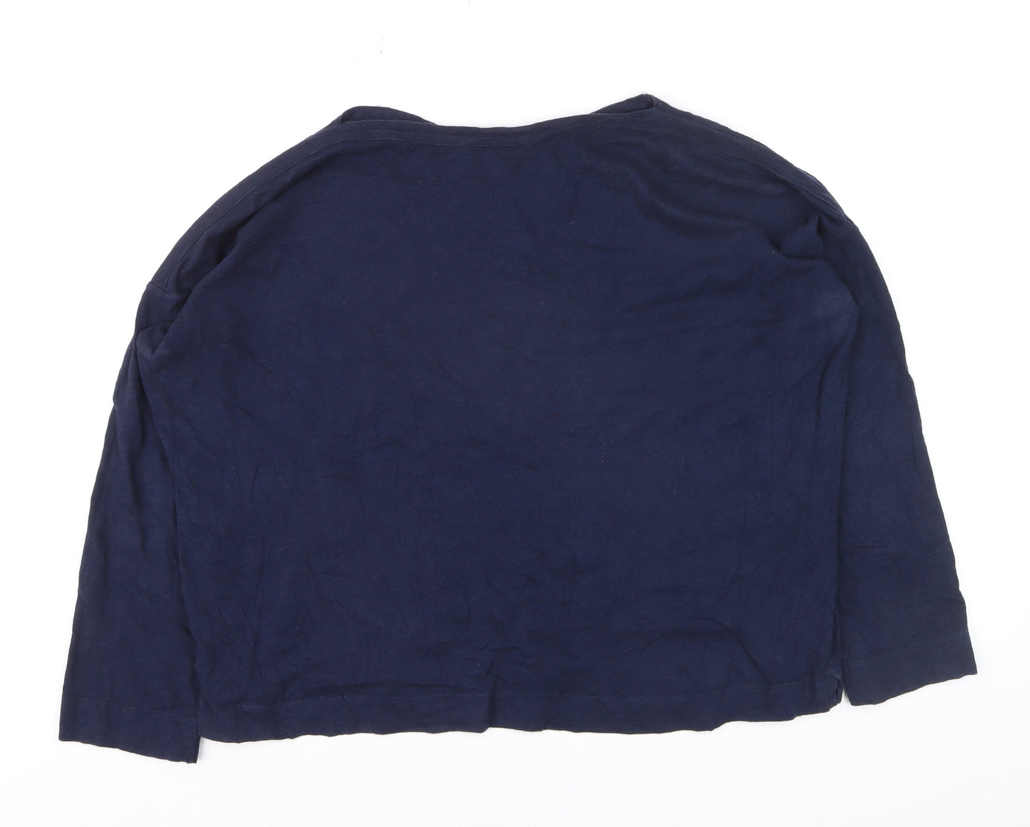 Whistles Women's Blue Cotton Long Sleeve T-Shirt L