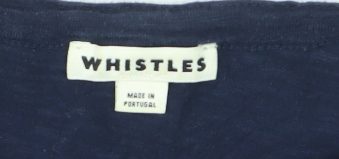 Whistles Women's Blue Cotton Long Sleeve T-Shirt L