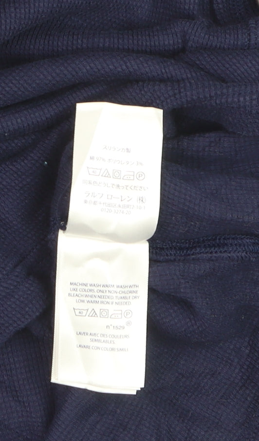 Ralph Lauren Men's Blue Long Sleeve Cotton Knit Top M