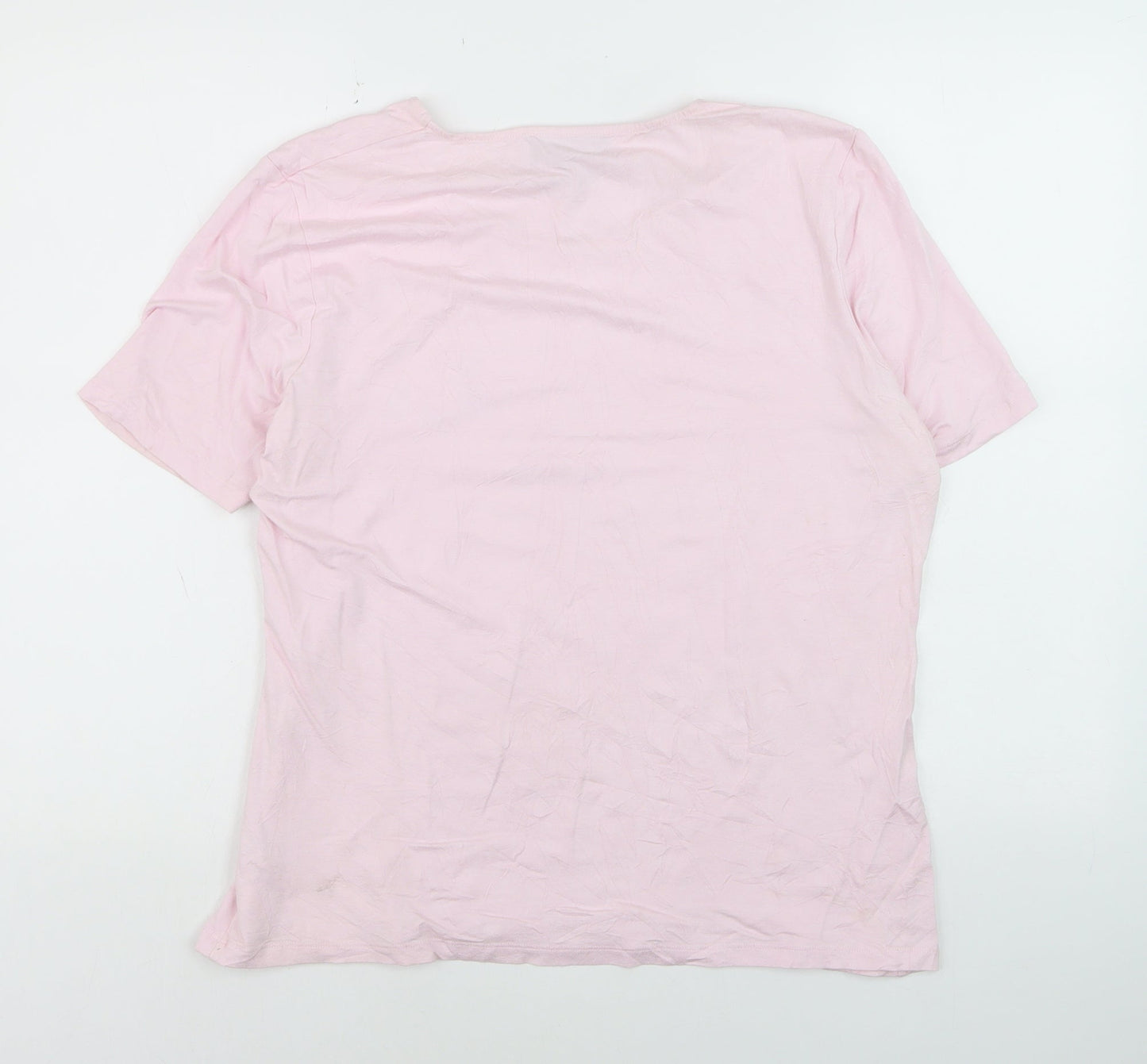 Viyella Women Pink XL Basic Short Sleeve Scoop Neck T-Shirt