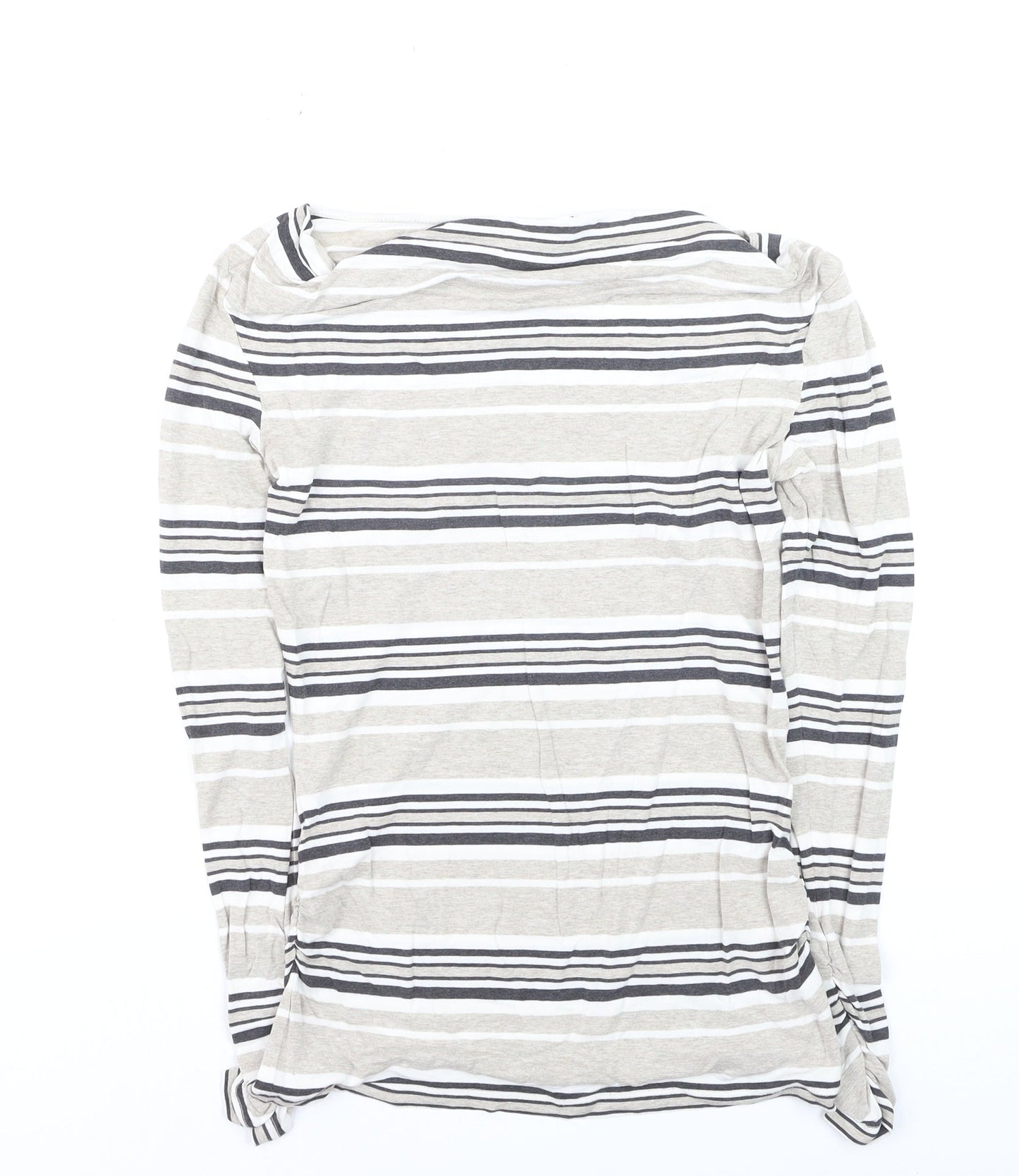 Mint Velvet Womens Beige Striped Long Sleeve Boat Neck Top Size 10