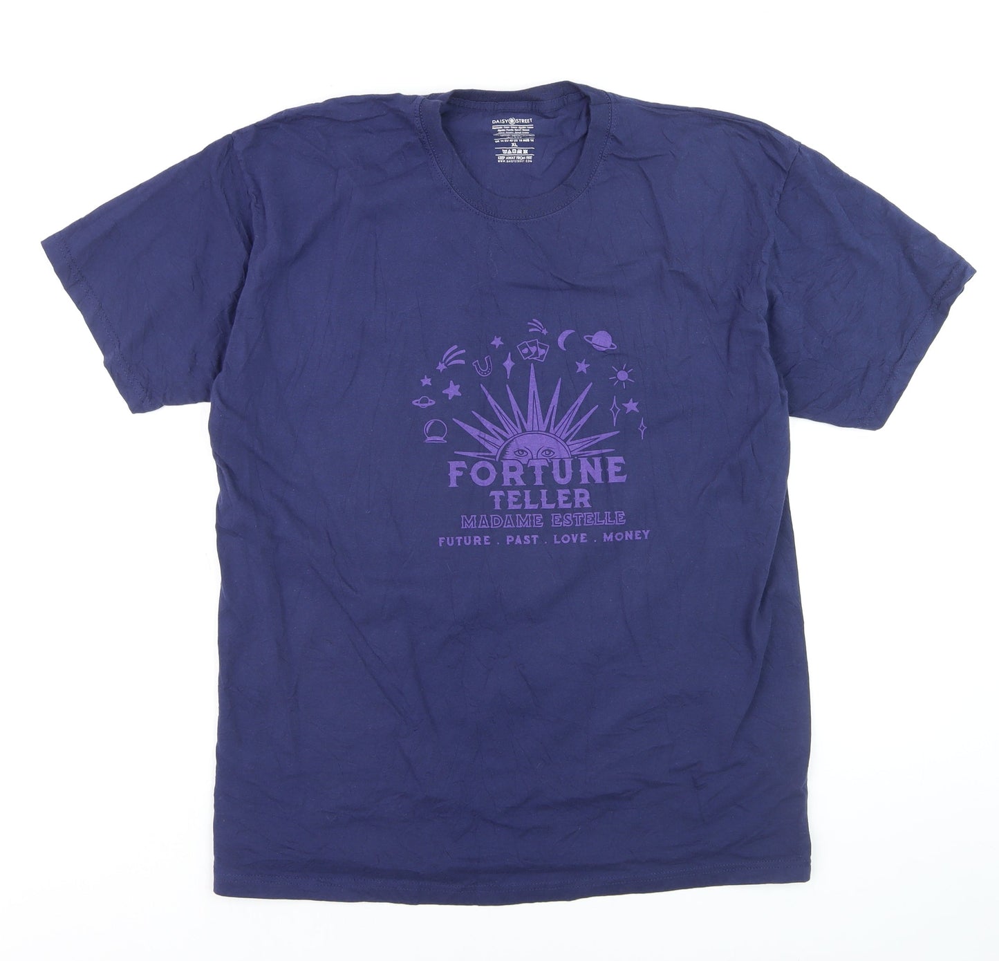 Daisy Street Men's Navy Blue Fortune Teller Graphic T-Shirt XL Cotton