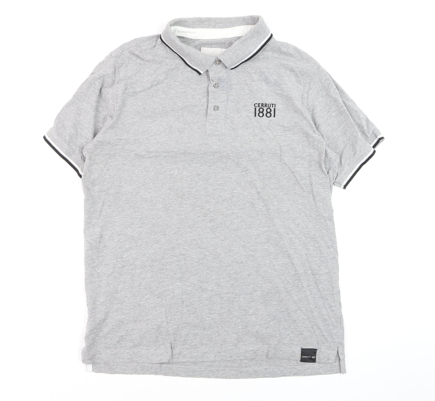 Cerruti 1881 Men's Grey Regular Fit Cotton Polo Shirt L
