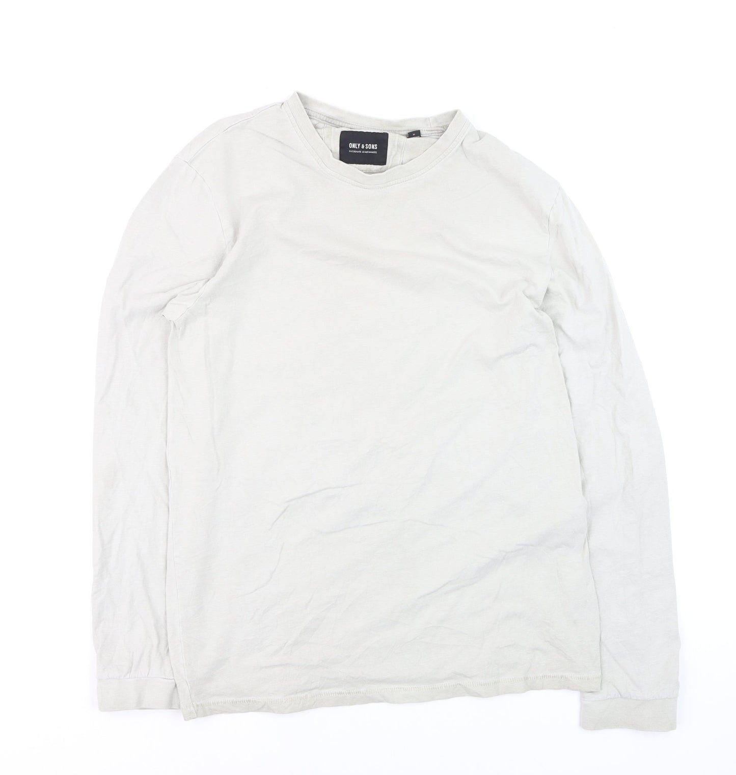 ONLY & SONS Men's Beige Cotton Long Sleeve Casual Top M