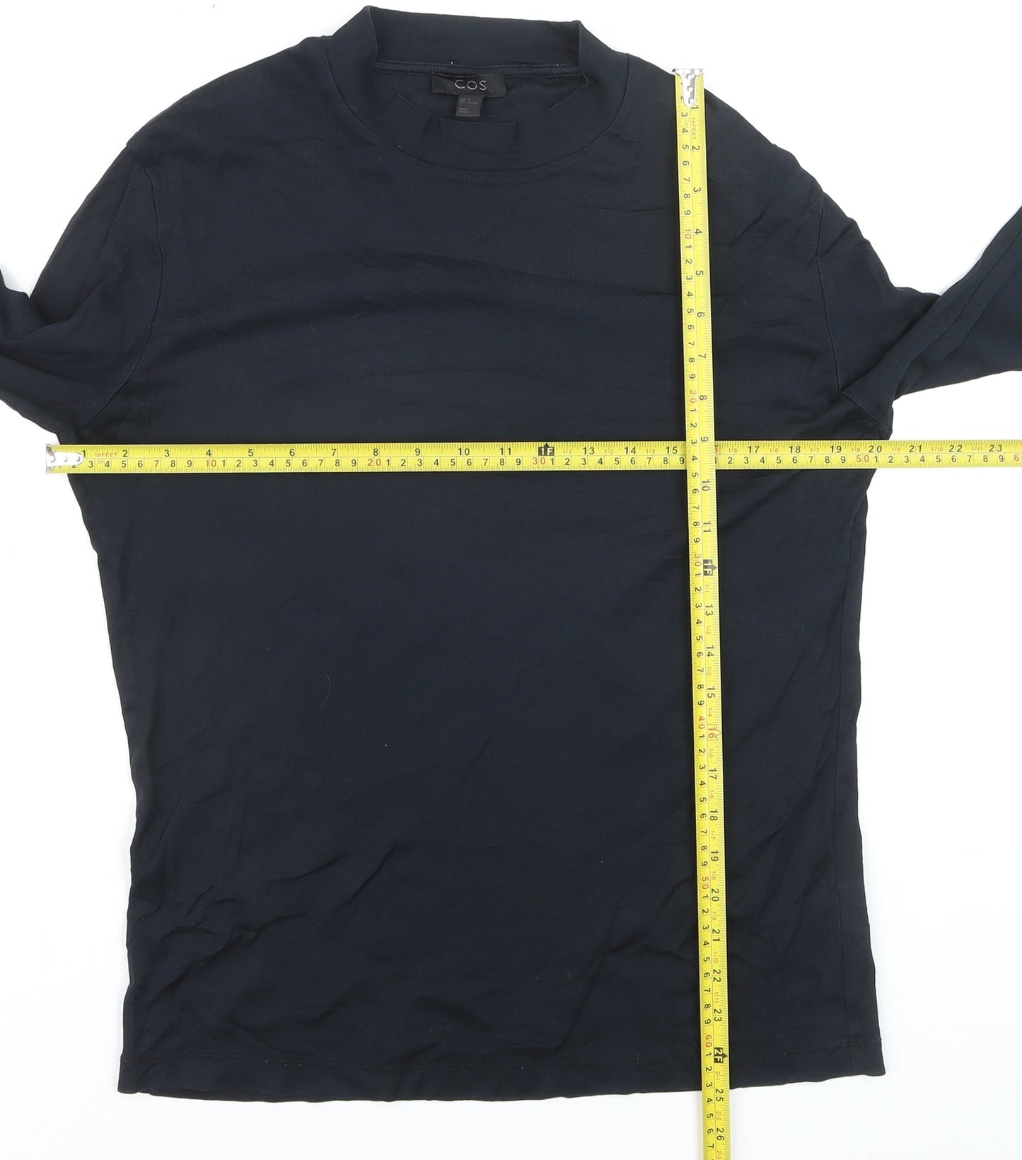 COS Men's Black Long Sleeve Cotton Jersey Top Size M