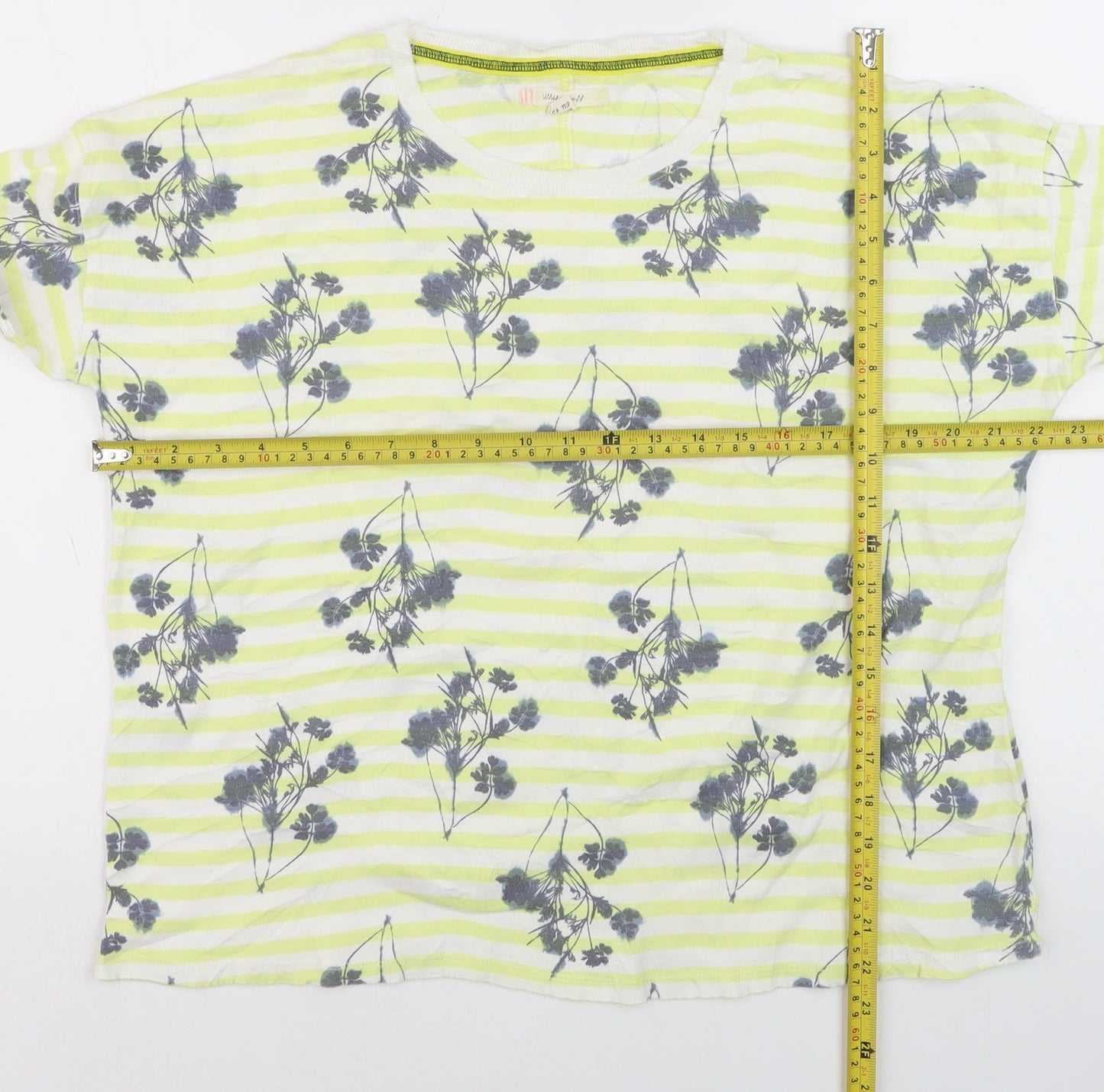 White Stuff Womens Multicoloured Floral Stripe Cotton Long Sleeve T-Shirt Size 14