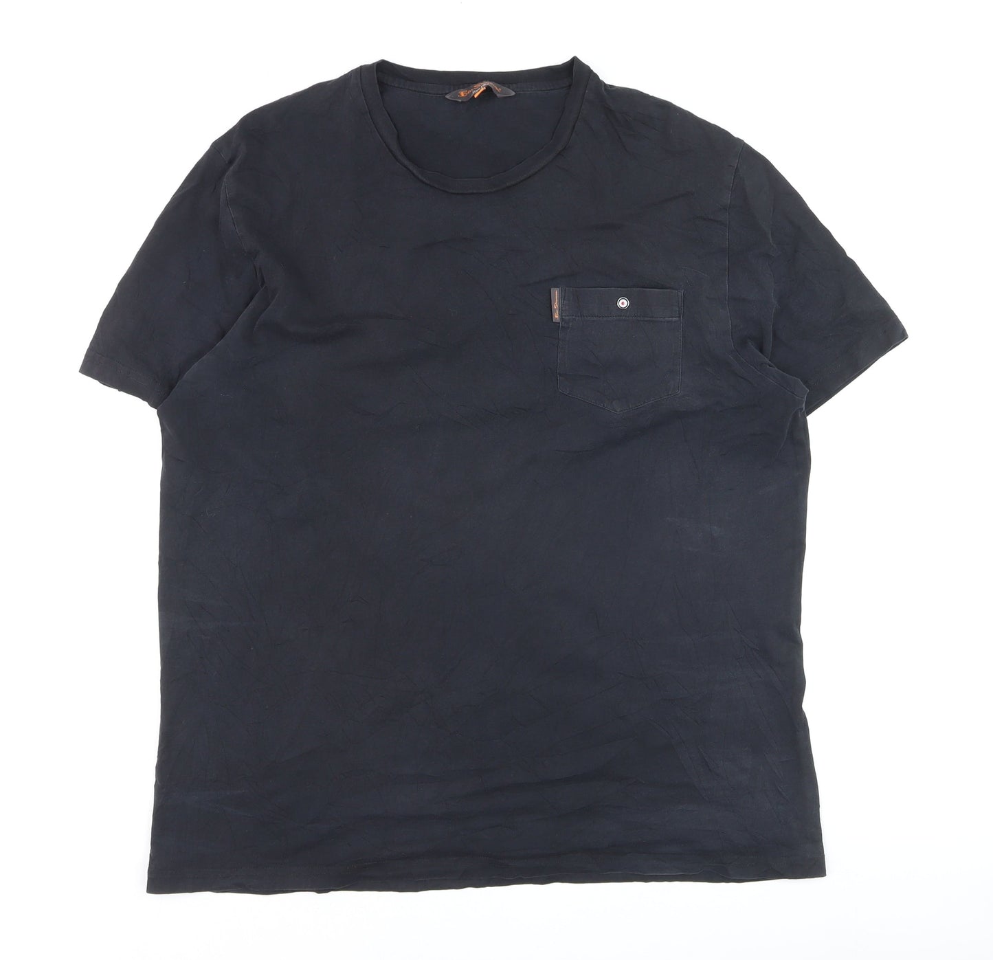 Ben Sherman Men's Black Cotton Crew Neck XL Pocket T-Shirt