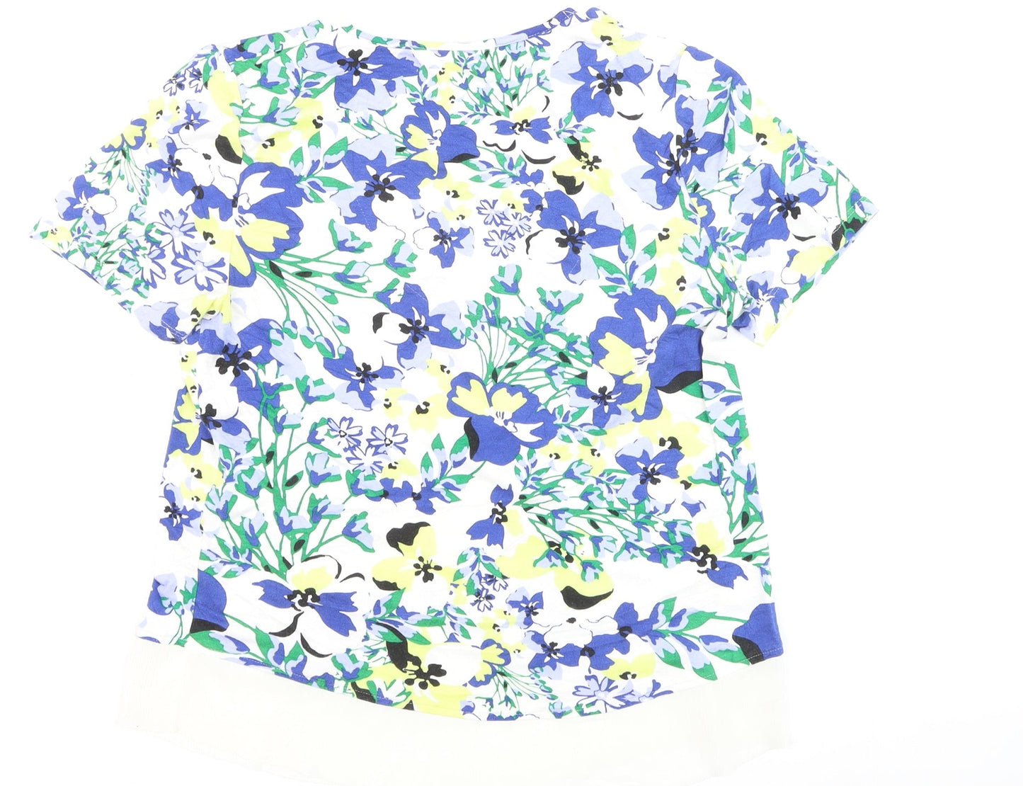 Marks and Spencer Women's Multicoloured Floral V-Neck Short Sleeve Tunic Top Size 8