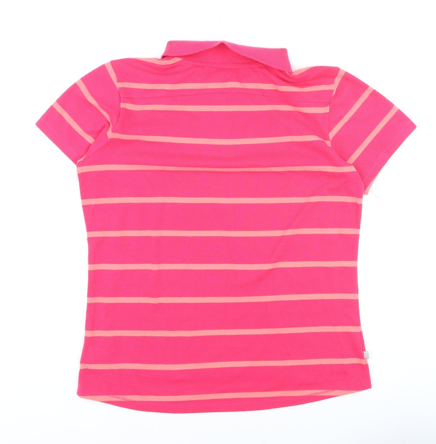 LA Gear Womens Pink Striped Polo Shirt Size 16 Short Sleeve