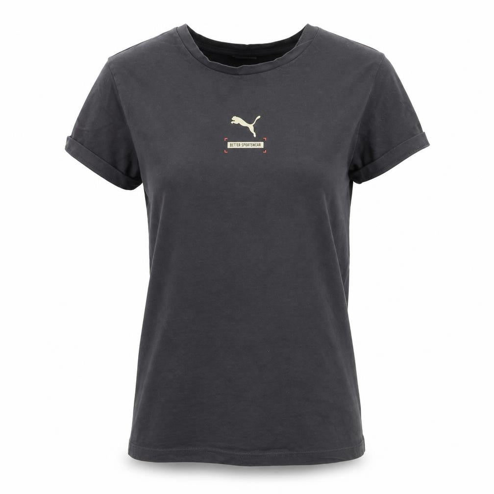 Puma Women's Black Cotton Basic Crew Neck T-Shirt M