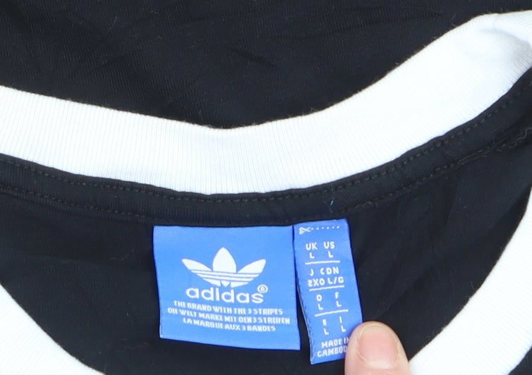 Adidas Womens Black L Basic Jersey Short Sleeve T-Shirt